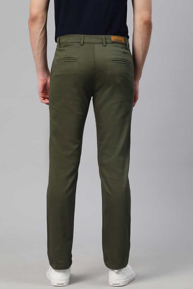 solid blended fabric slim fit mens trousers