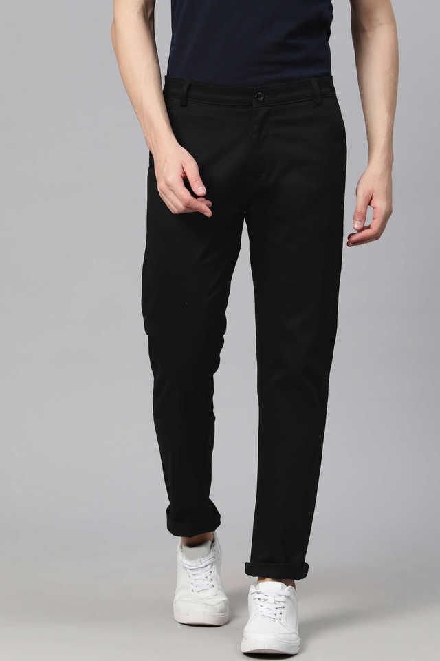 solid blended fabric slim fit mens trousers