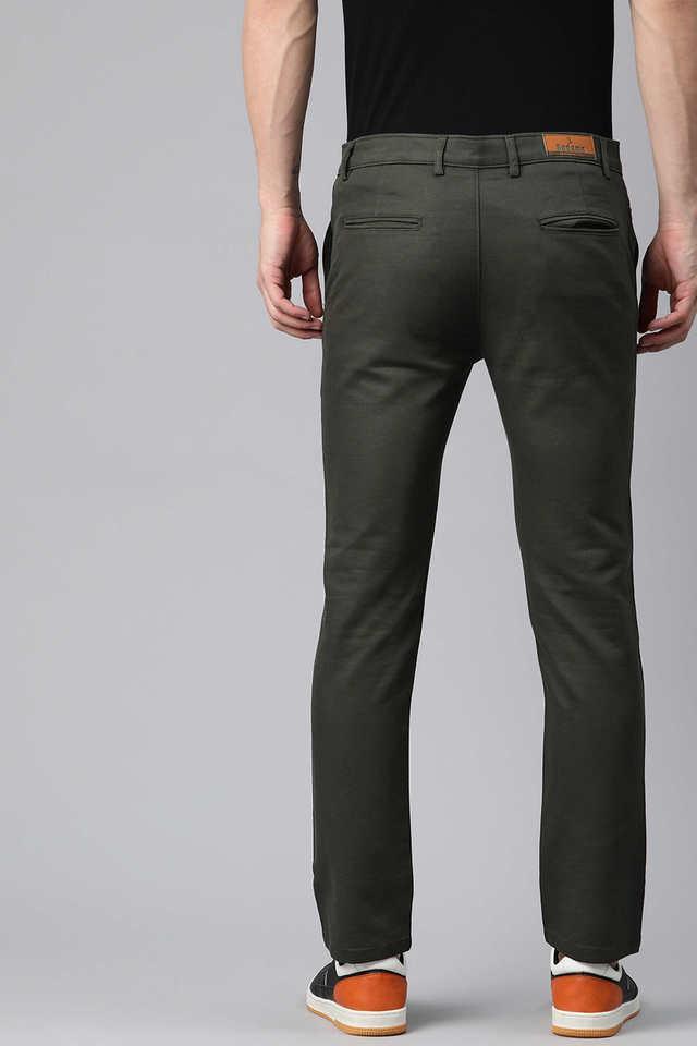 solid blended fabric slim fit mens trousers