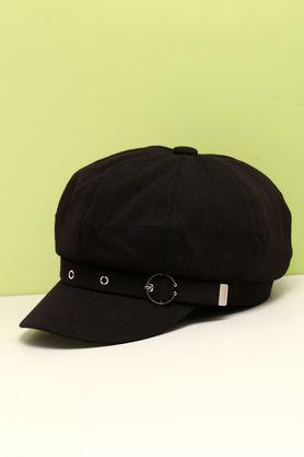 solid blended men's newsboy cap - black
