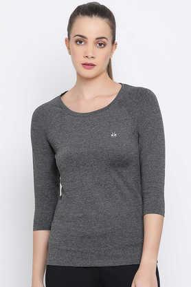 solid blended round neck women's t-shirt - grey