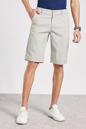 solid blended slim fit men's flexiwaist shorts - grey