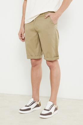 solid blended slim fit men's flexiwaist shorts - olive