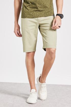 solid blended slim fit men's flexiwaist shorts - sage