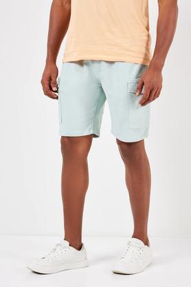 solid blended slim fit men's shorts - mint