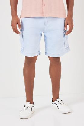 solid blended slim fit men's shorts - stone