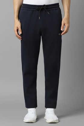 solid blended slim fit men's track pant - navy