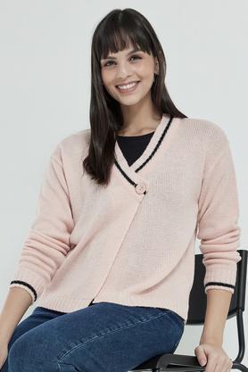 solid blended women's pullover - blush