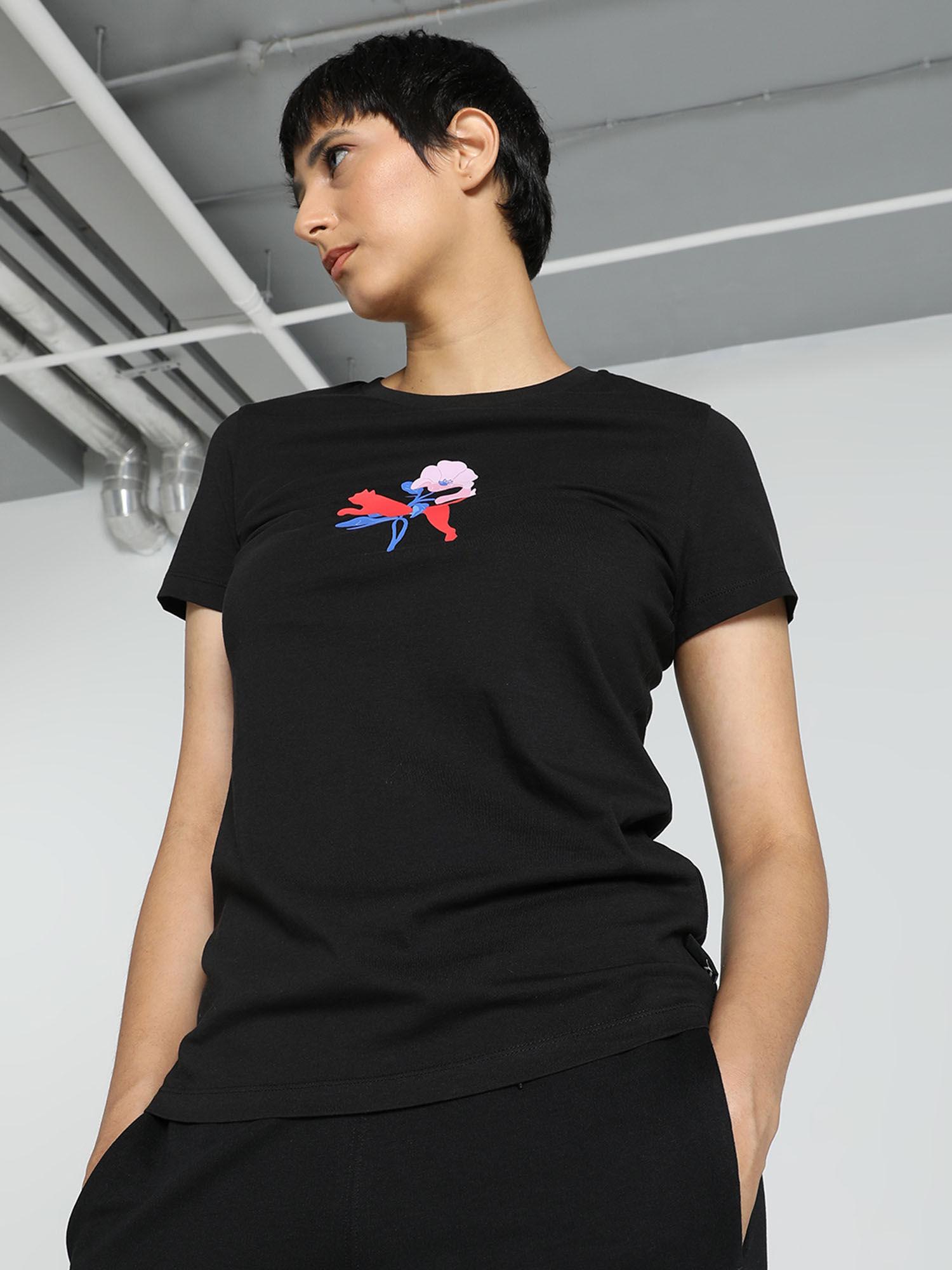solid blossoday womens black t-shirt