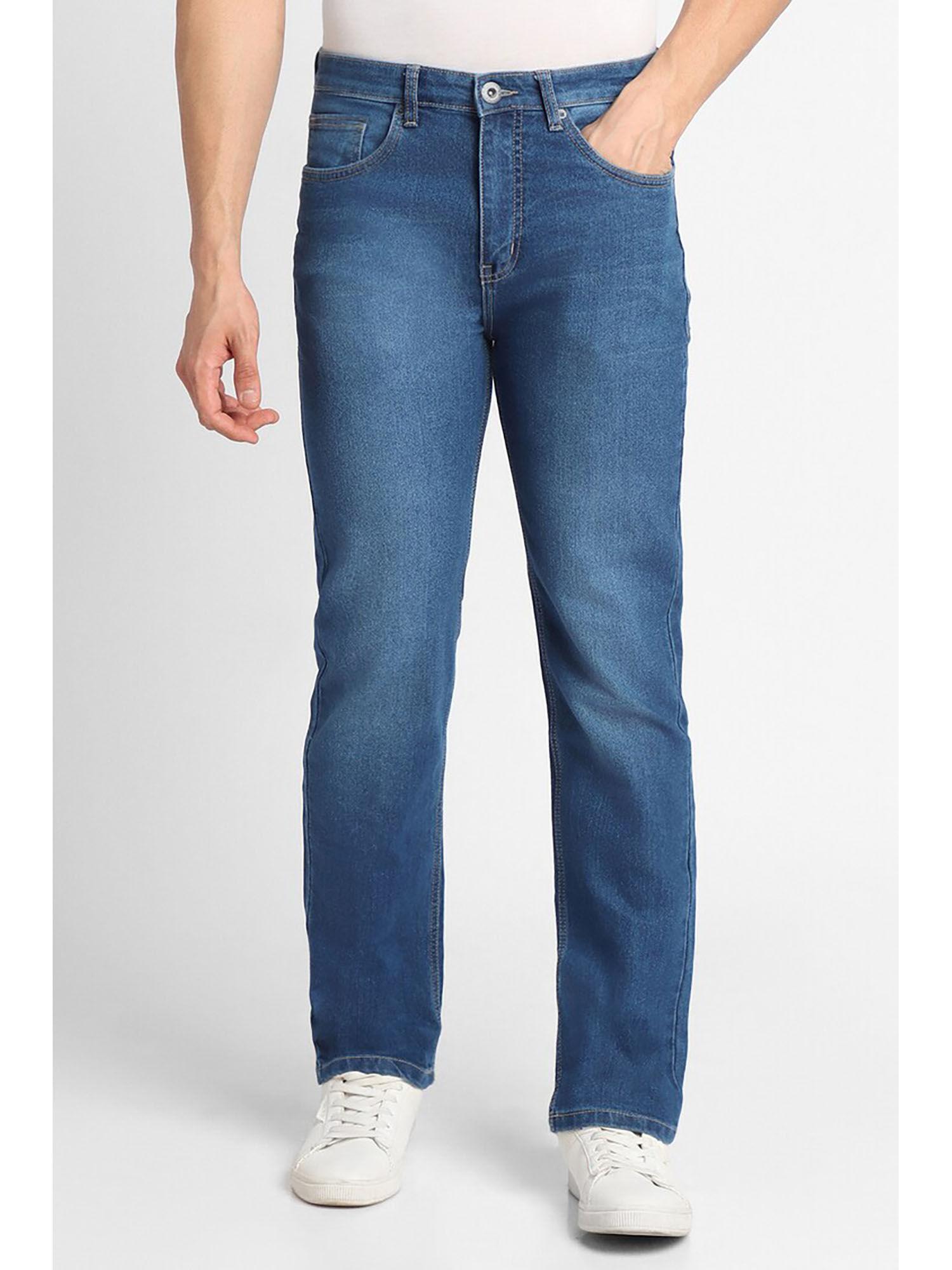 solid blue slim fit jeans