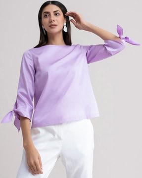 solid boat-neck top