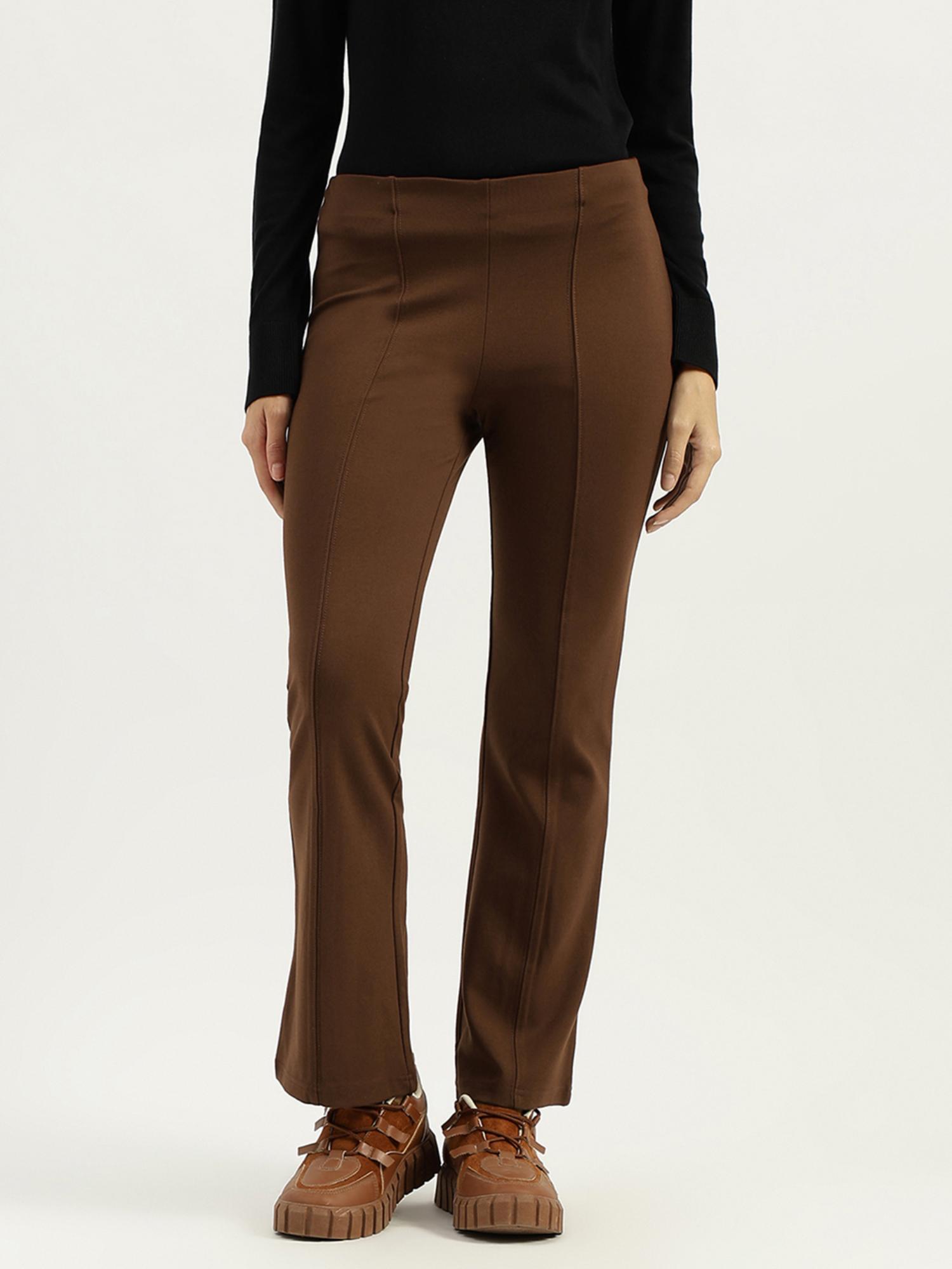 solid boot-leg fit trousers