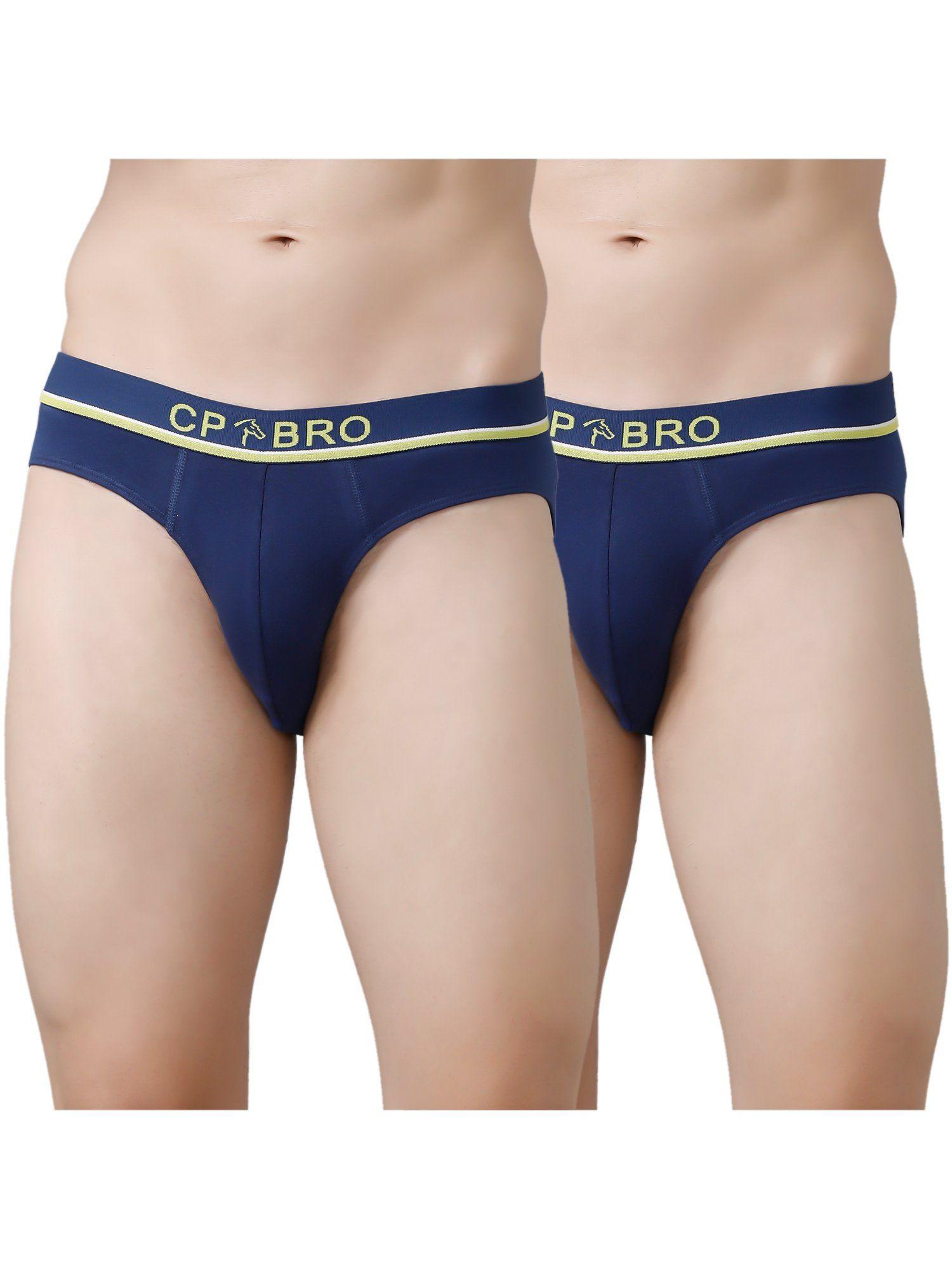 solid briefs with exposed waistband value - navy (pack of 2)