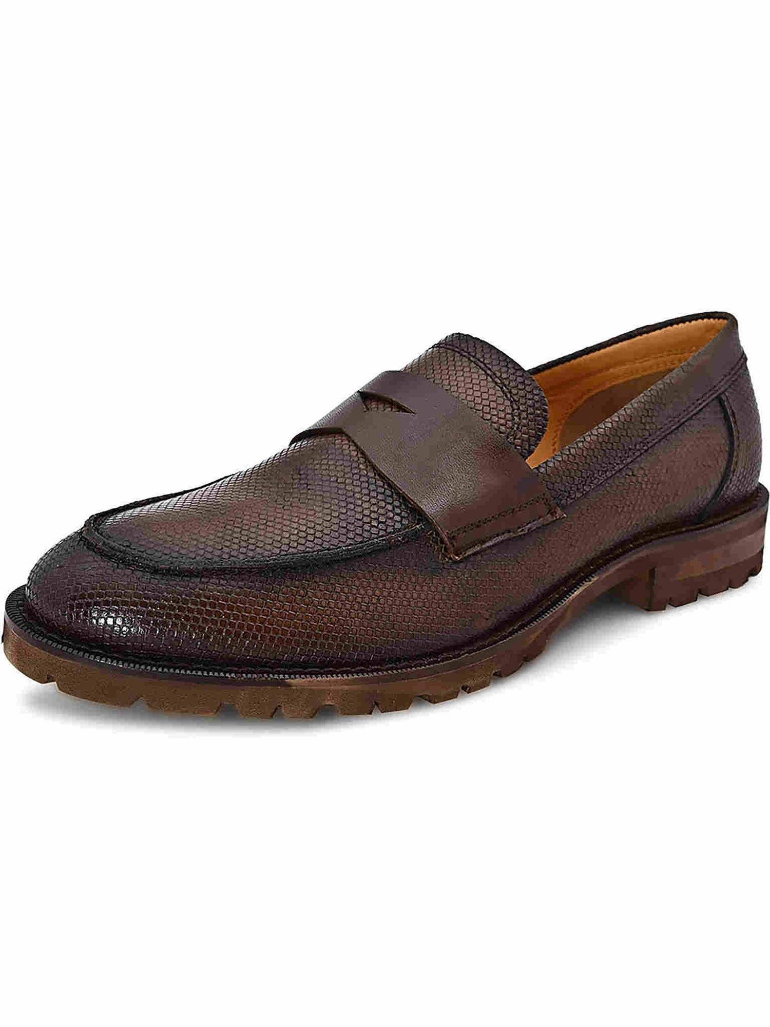 solid brown brush off formal shoes