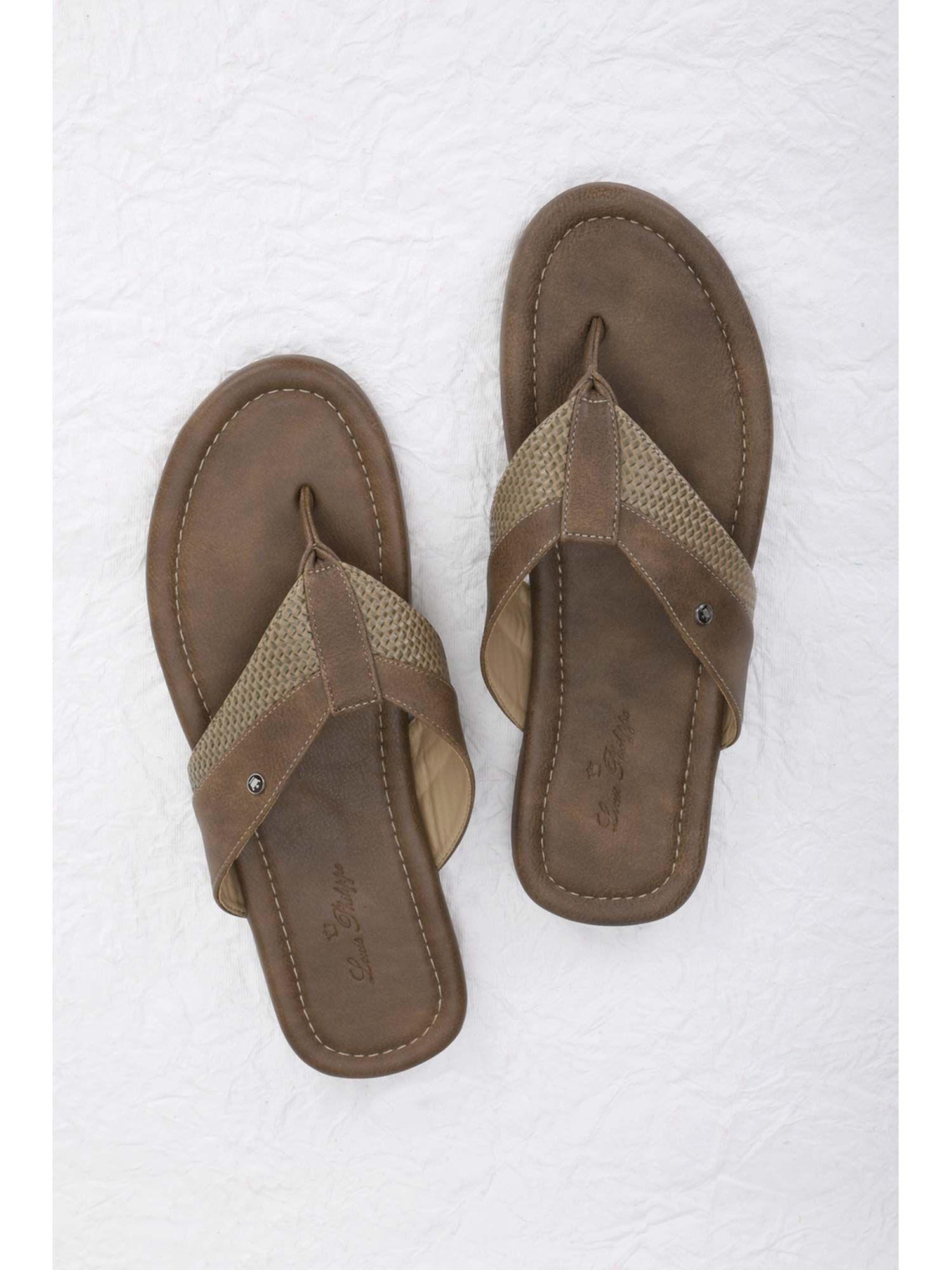 solid brown flip flops