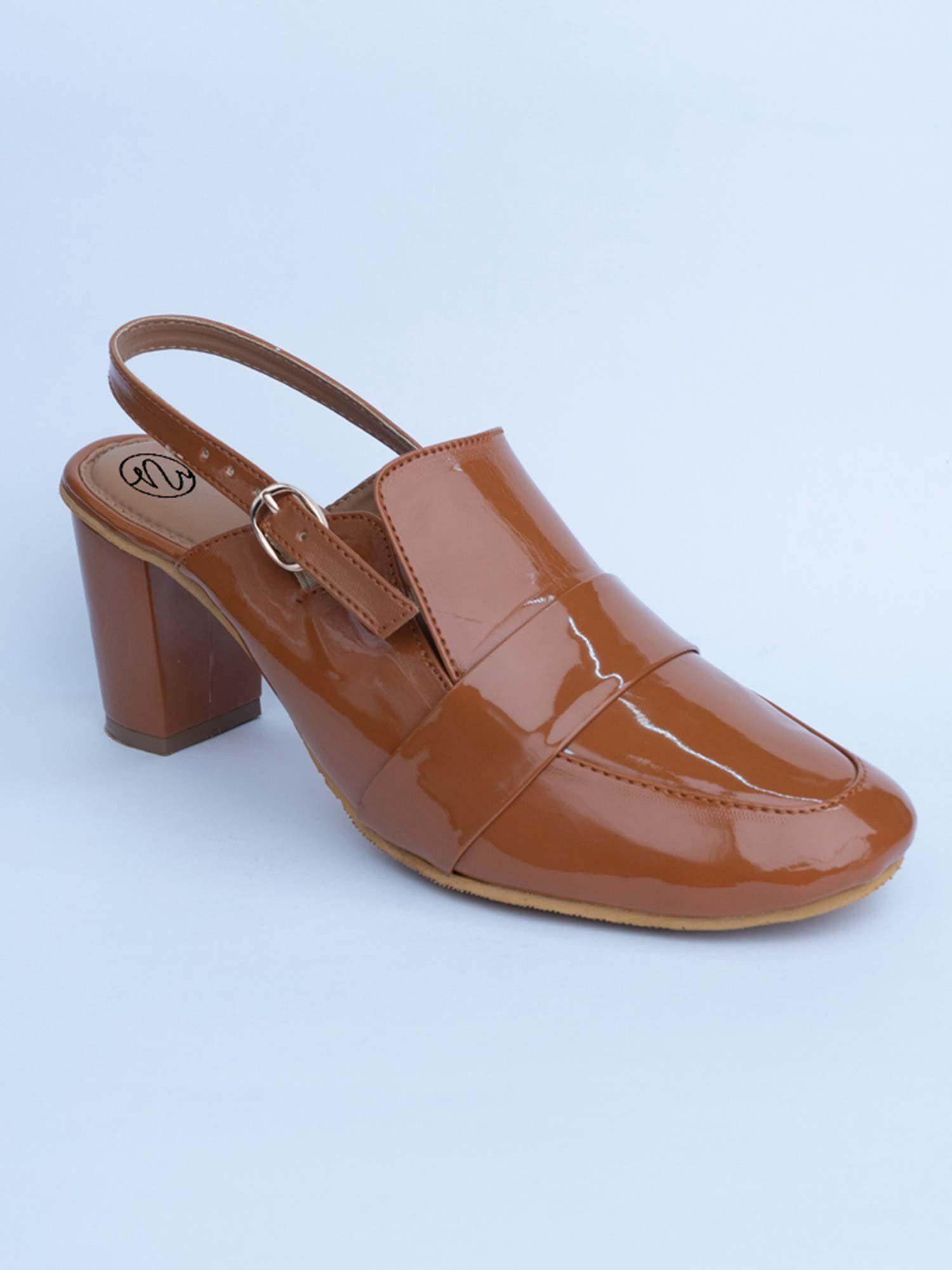 solid brown mules