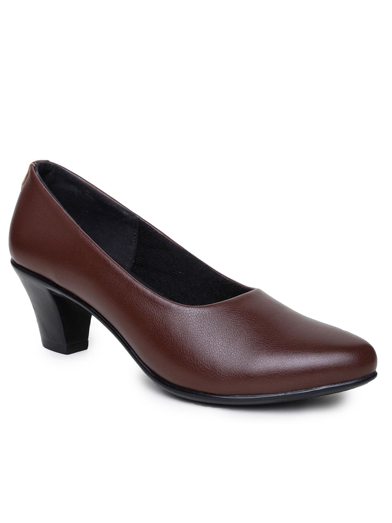 solid brown pumps