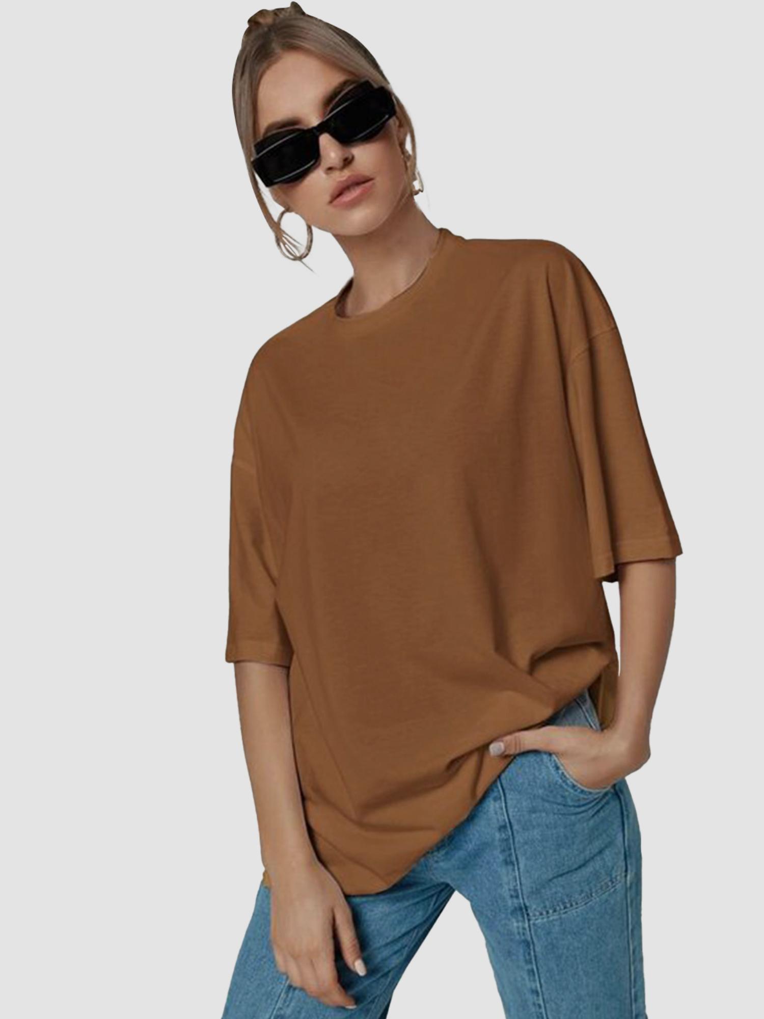 solid brown t-shirt for women