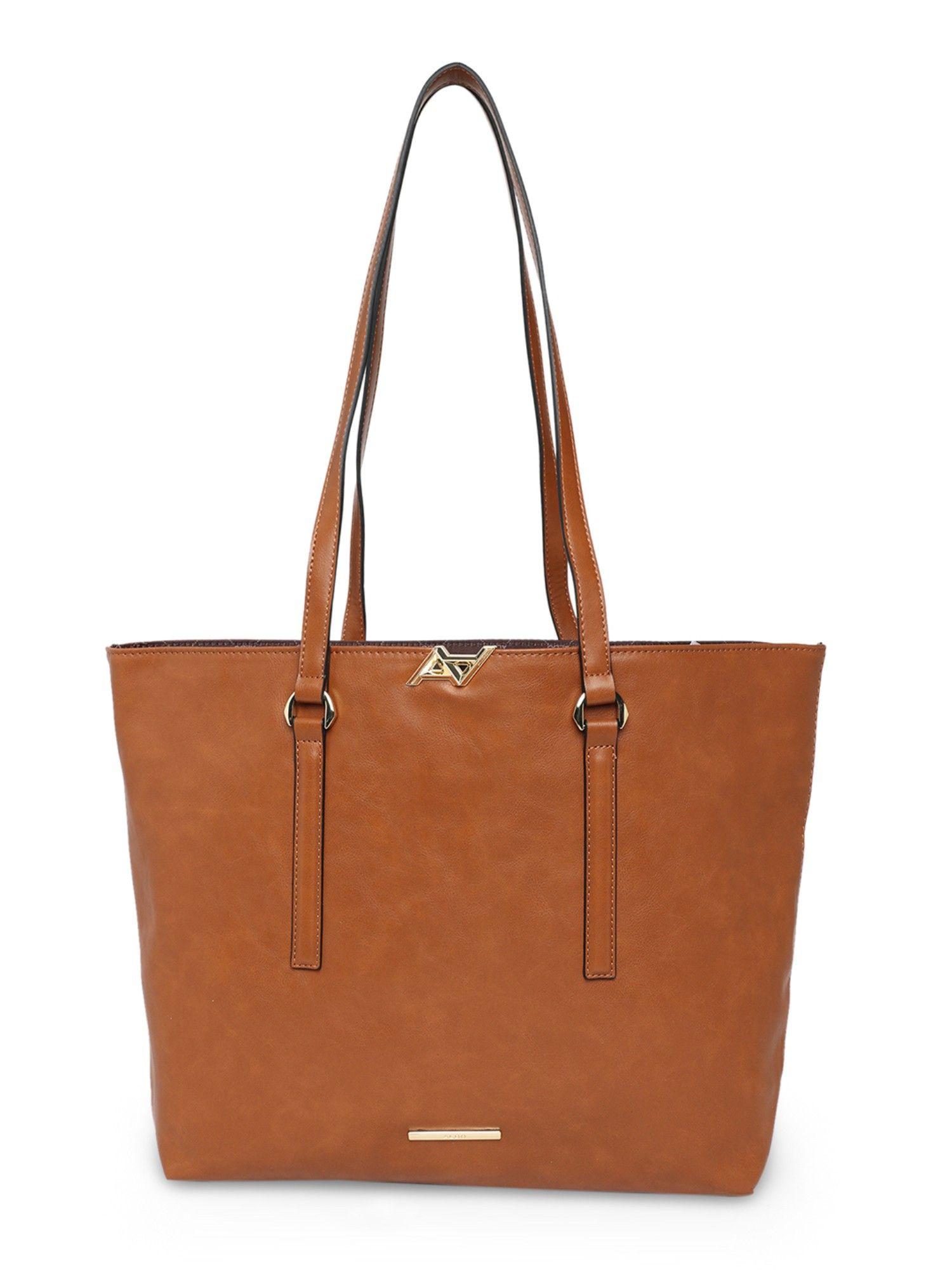solid brown tote bag