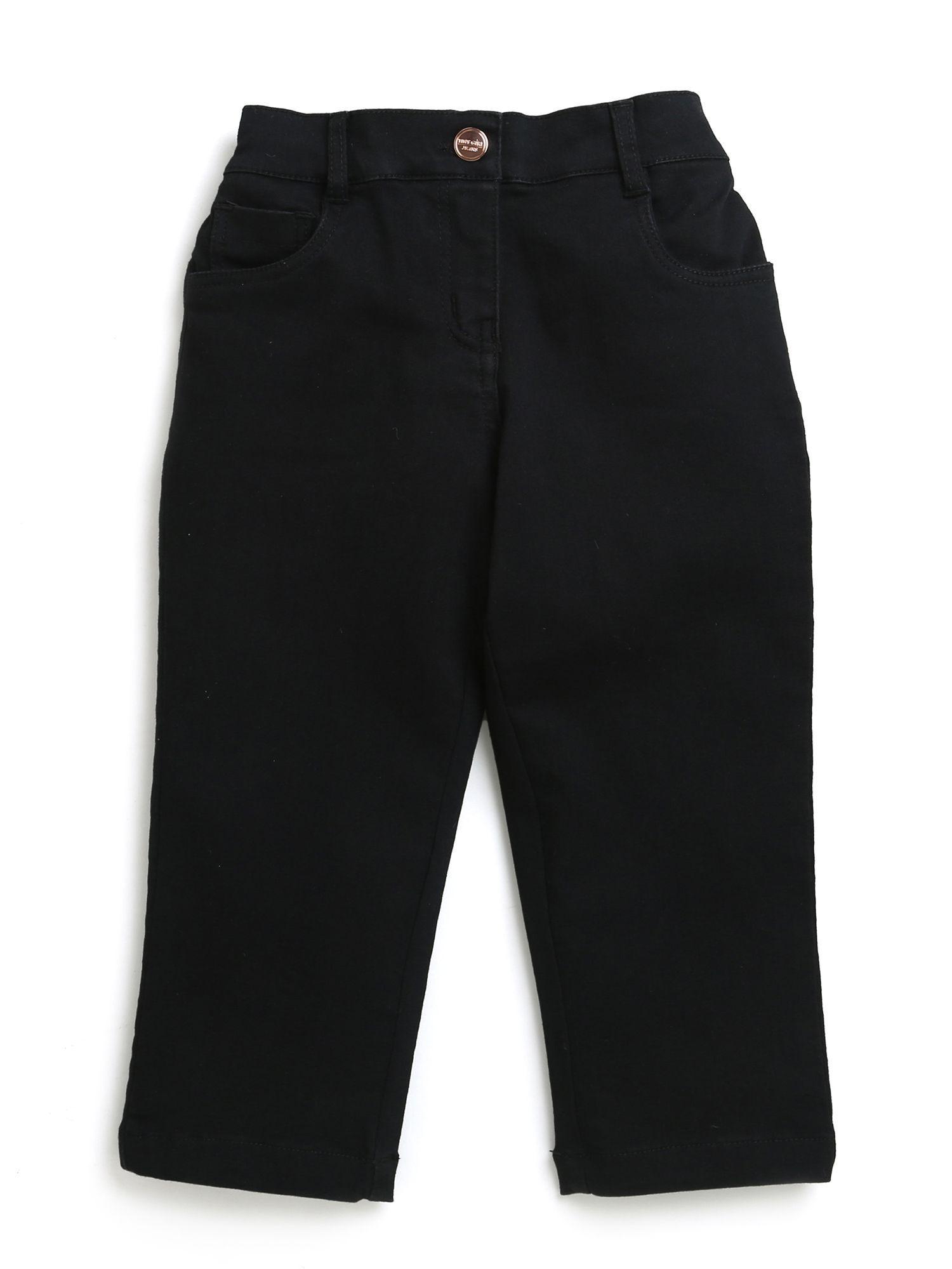 solid button down trousers - black