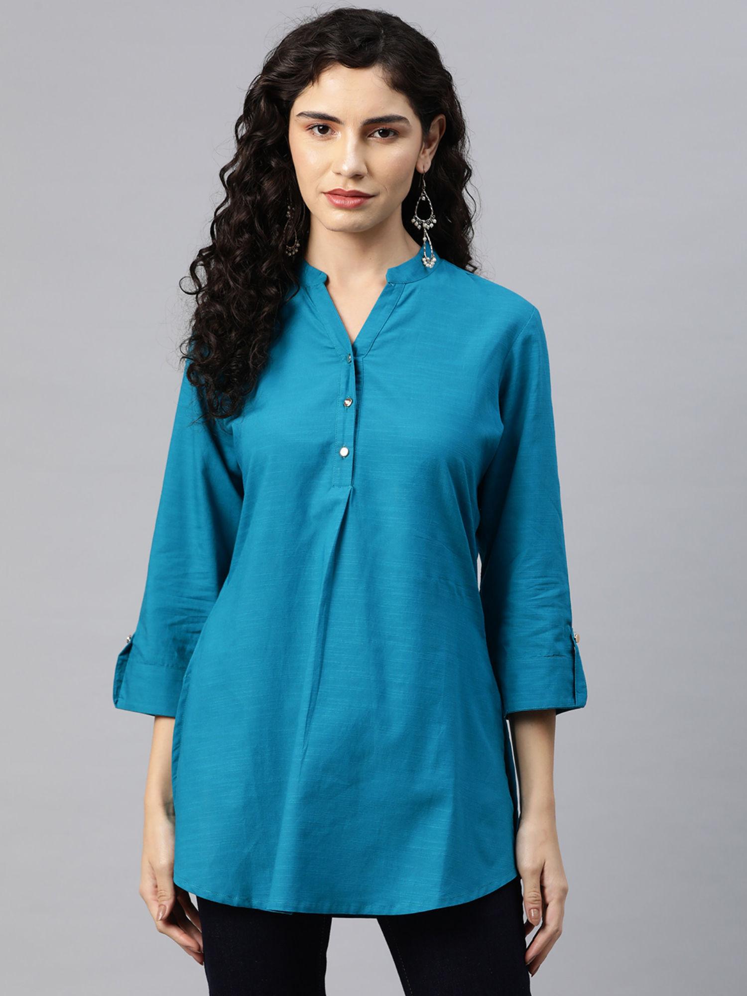 solid button placket tunic