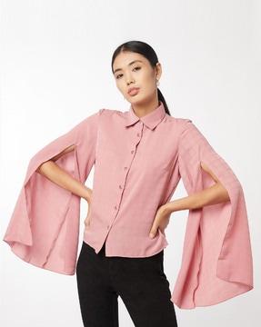 solid cape sleeves shirt