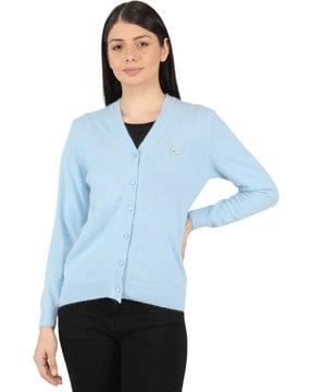 solid cardigan with v neckline