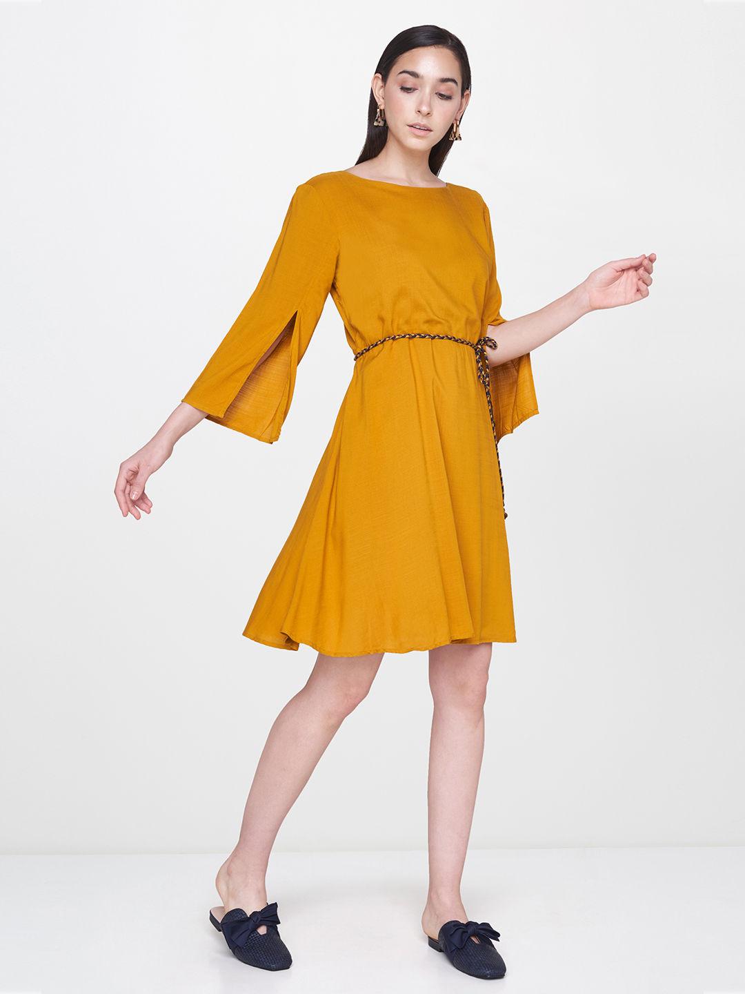 solid casual 3/4th sleeves dress