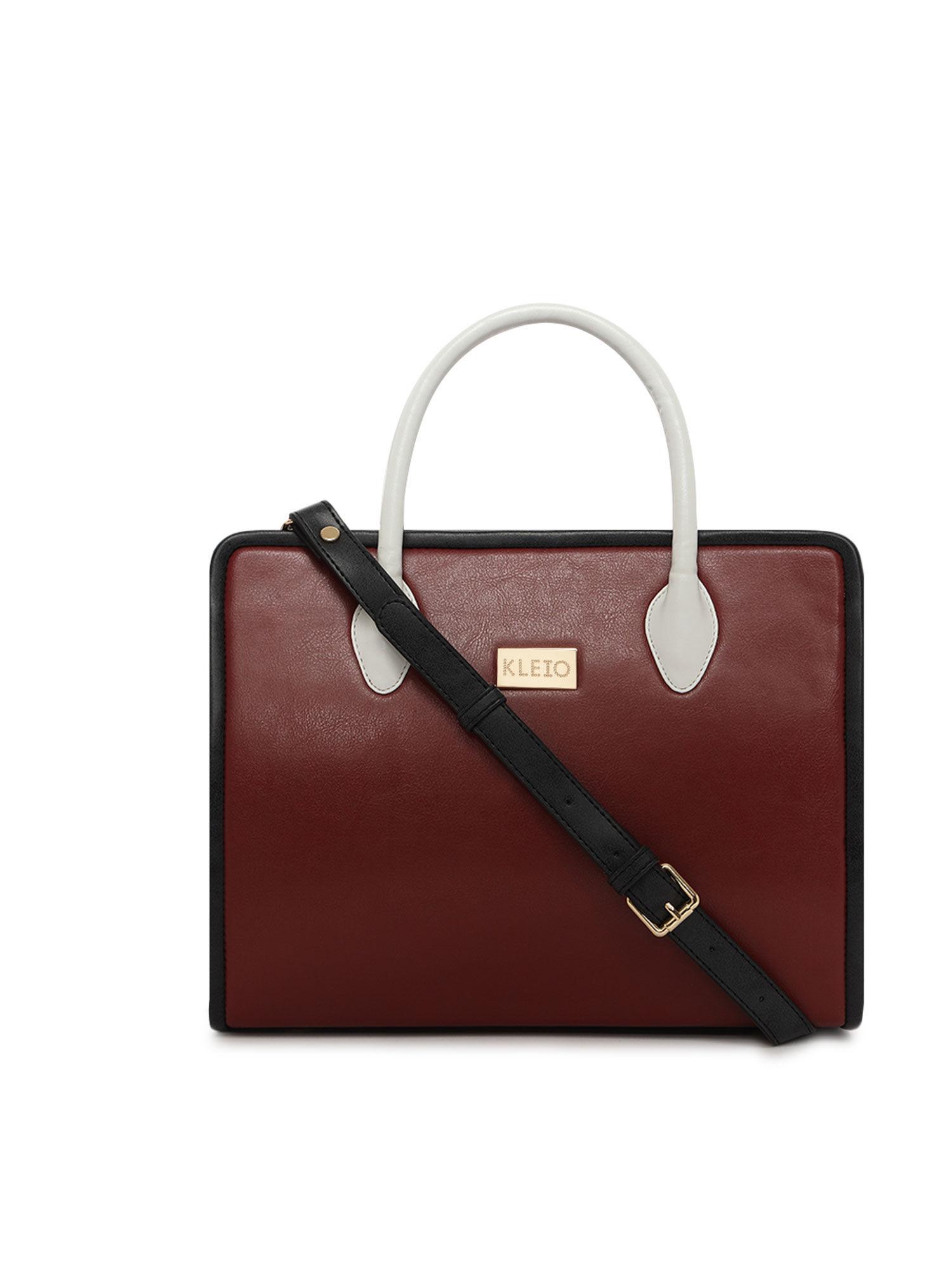 solid casual multiple pockets handbag for women girls (ho9015kl-ch) (cherry)