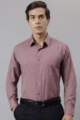 solid chambray slim fit men's formal wear shirt - red