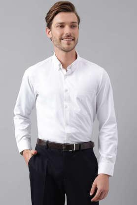solid chambray slim fit men's formal wear shirt - white