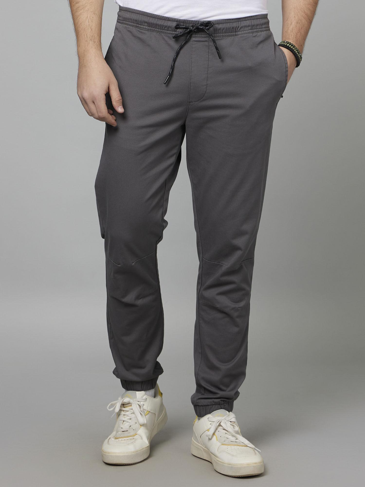 solid charcoal grey cotton joggers