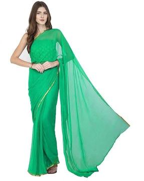 solid chiffon saree with blouse piece