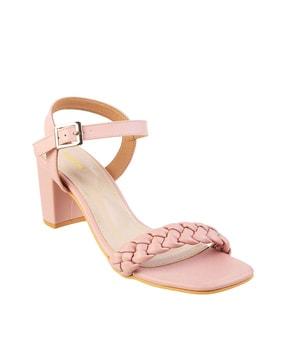 solid chunky heeled sandals