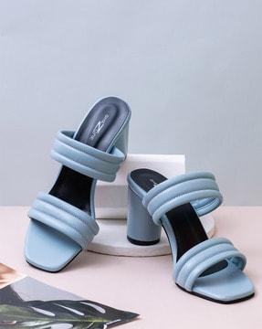 solid chunky heeled sandals