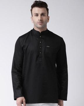 solid collar neck  short kurta