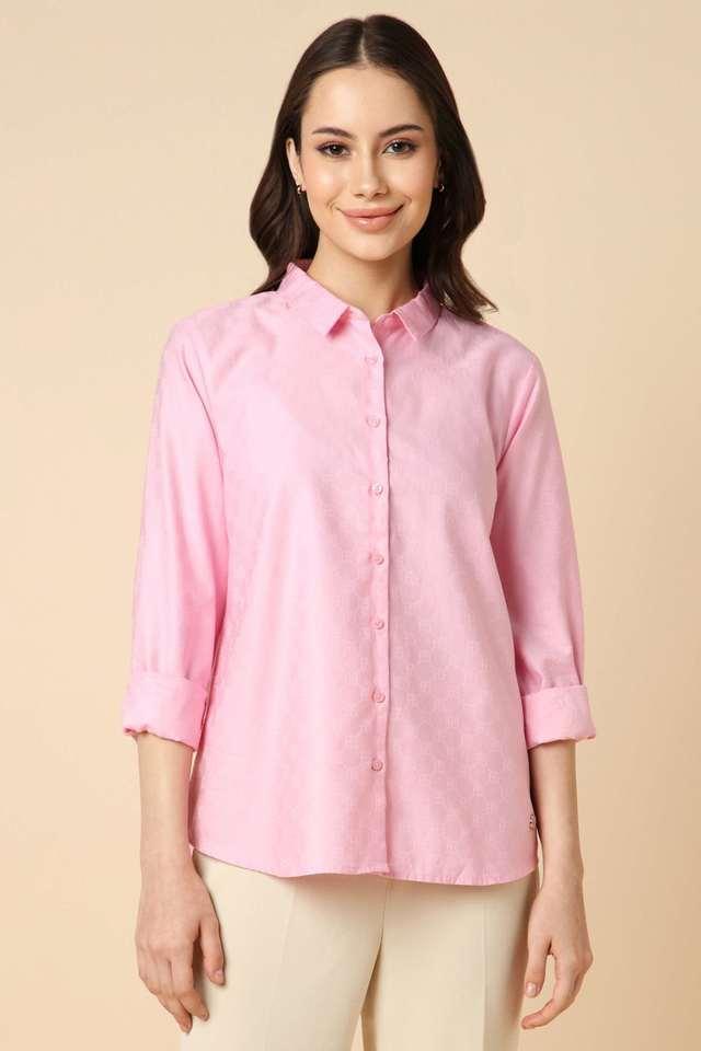 solid collared cotton womens formal wear shirt