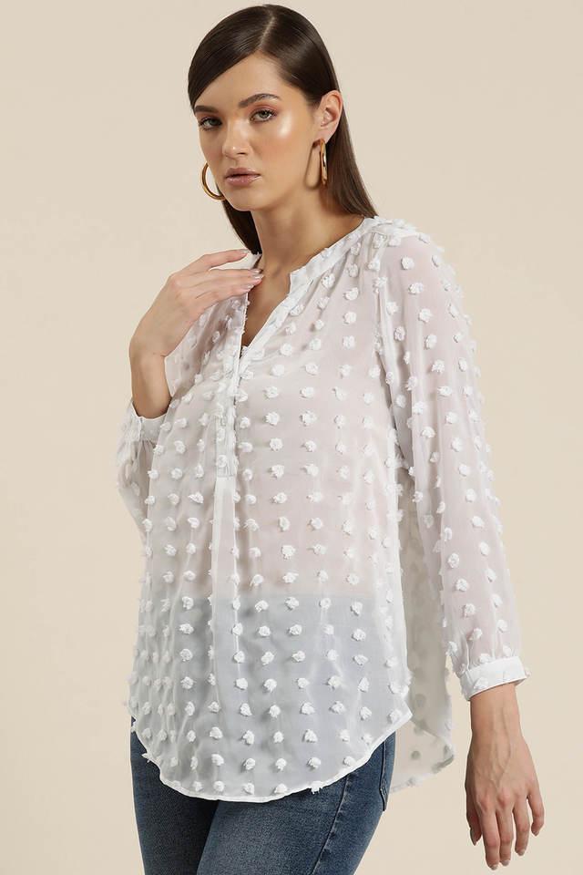 solid collared georgette womens festive wear shirt