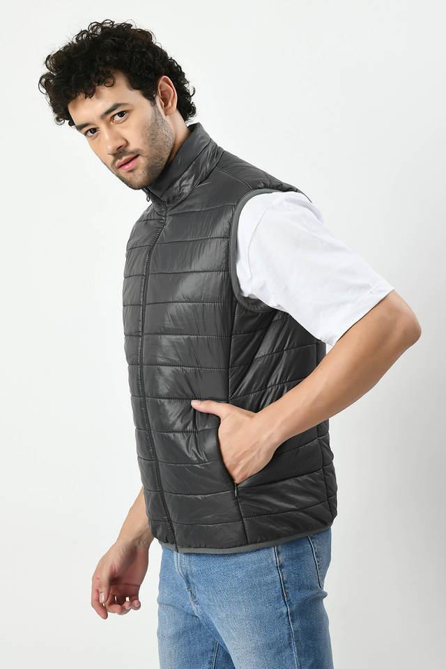 solid collared nylon mens winter wear jacket