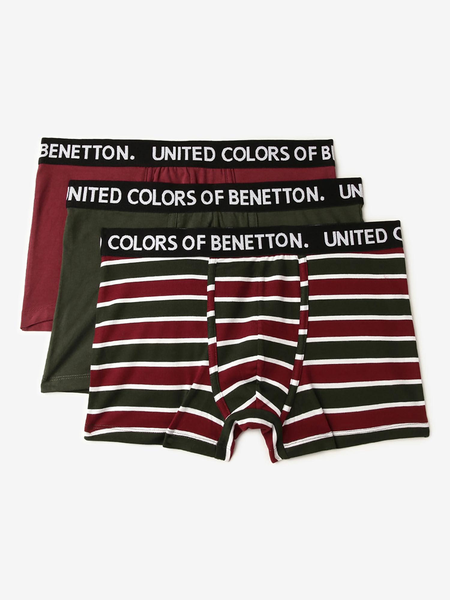 solid colour & striped low rise trunks multi-color (pack of 3)