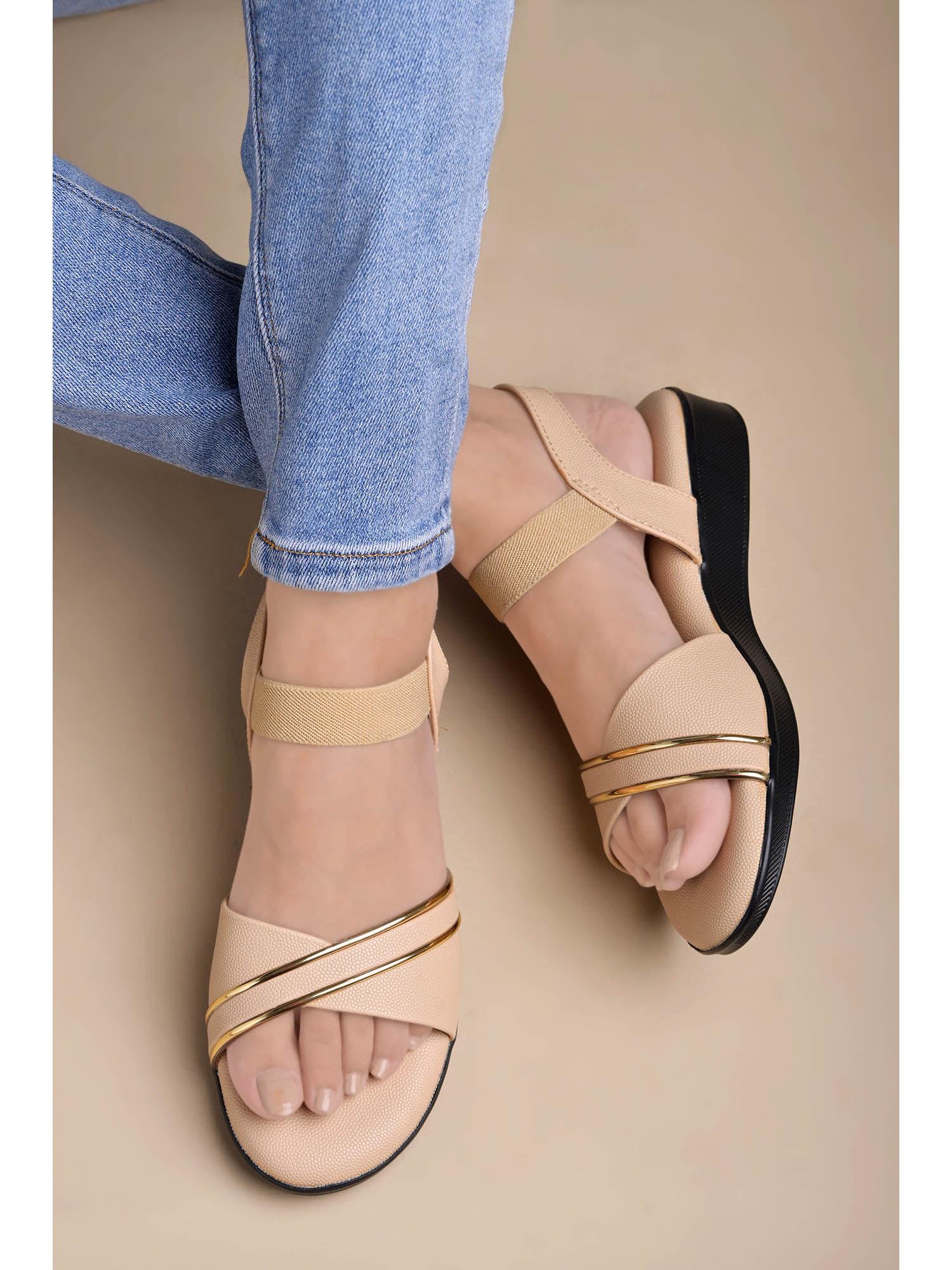 solid comfortable beige sandals