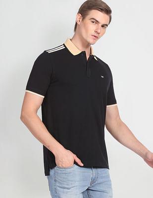 solid compact cotton polo shirt