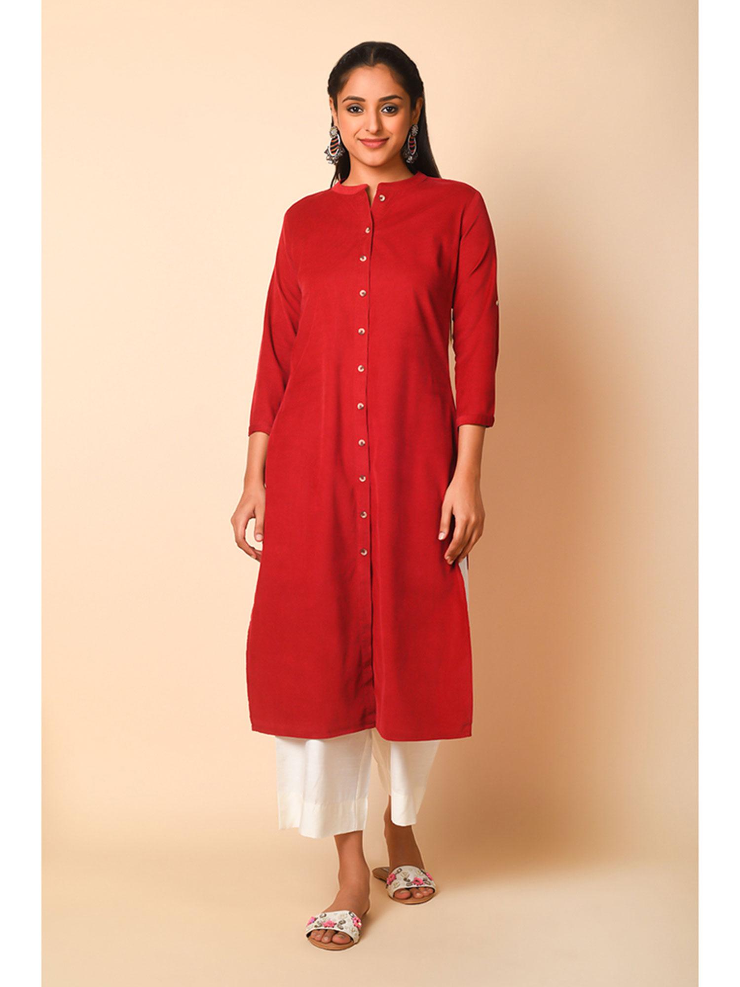 solid corduroy kurta