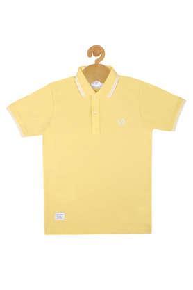 solid cotton blend polo boys t-shirt - lemon