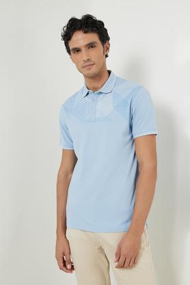 solid cotton blend polo men's t-shirt - ice blue