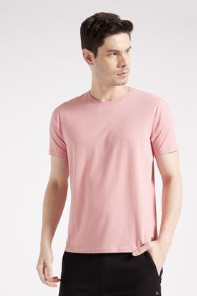 solid cotton blend regular fit men's t-shirt - dusty peach