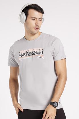 solid cotton blend regular fit men's t-shirt - grey