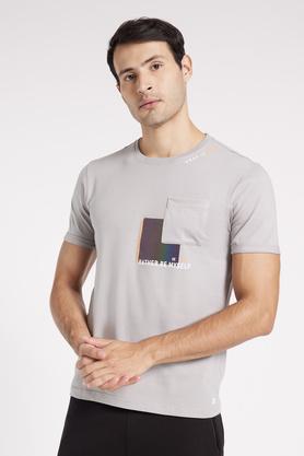 solid cotton blend regular fit men's t-shirt - grey