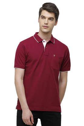 solid cotton blend regular fit men's t-shirt - purple