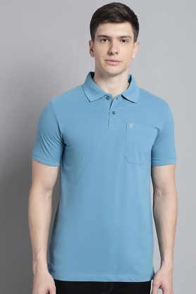 solid cotton blend regular fit men's t-shirt - teal